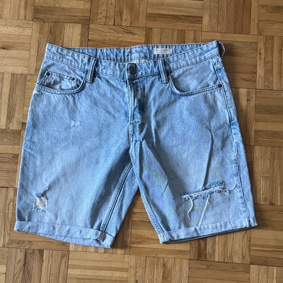 All Saints Switch Distressed Denim Shorts - Picture 1 of 7